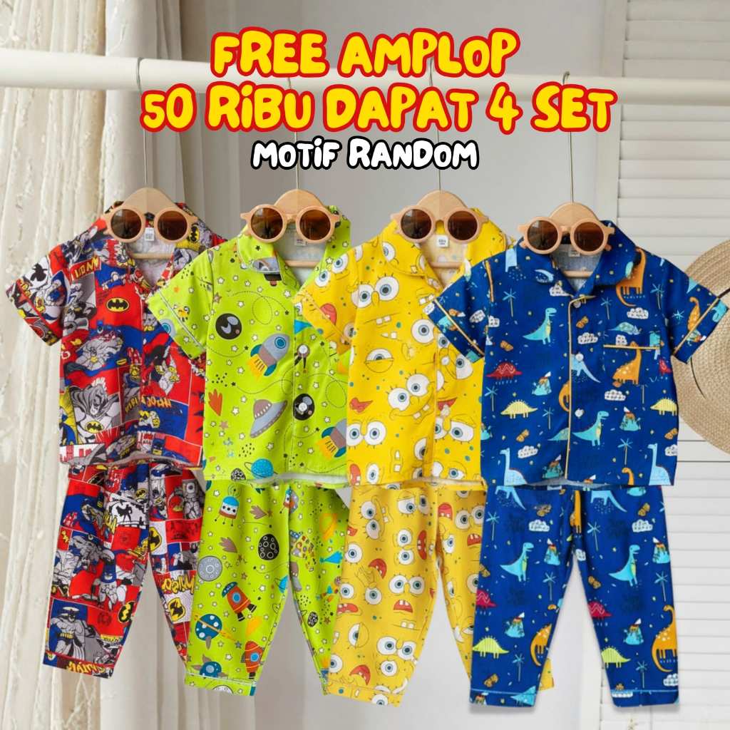 (FREE AMPLOP) PIYAMA ANAK 50 RIBU BELI 3 DAPAT 4 USIA BAYI SAMPAI DEWASA
