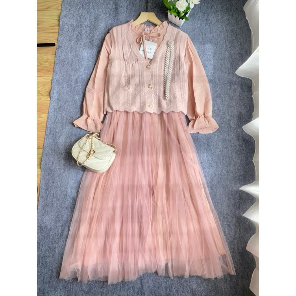 set vest tutu korean import gamis tutu set vest rompi rajut terbaru 2026