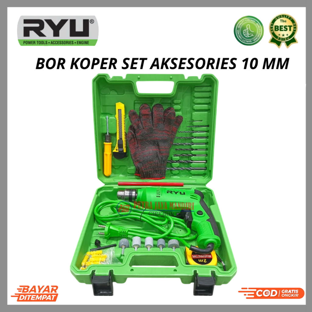 Ryu Bor Koper Set Besi Baja Ringan Kayu Aksesories 10 MM RDR 10-3 REB Bergaransi