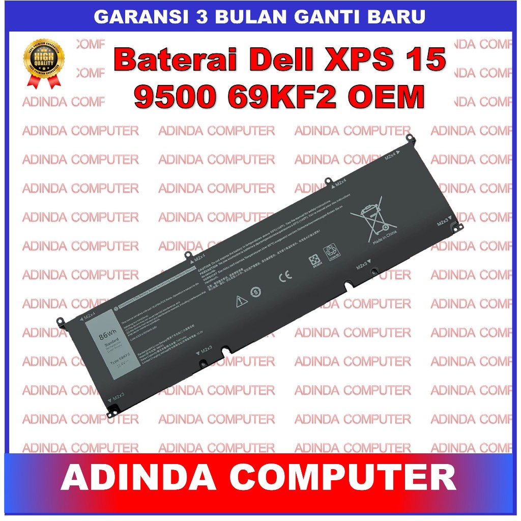 Baterai Dell XPS 15 9500 9510 Precision 5550 Alienware M15 M17 R3 R4 R6 R7 69KF2 8FCTC