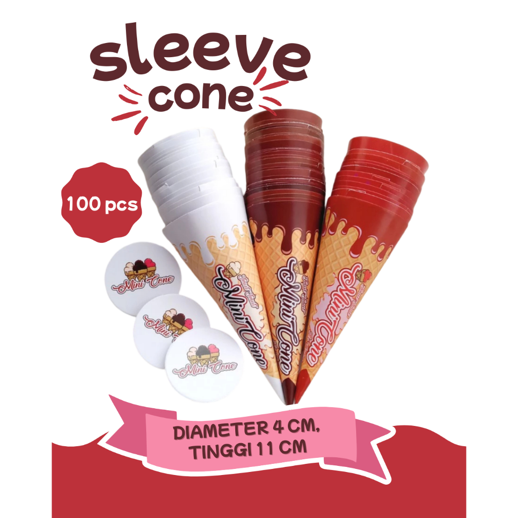 Bungkus Es Cone Isi 100 Pcs Kemasan Cone Mini Sleeve Mini Cone Kertas Concerto Untuk Es Krim