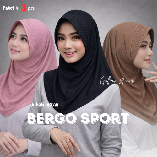 VIRAL 2026 ANNUR HIJAB - Paket Hemat 3pcs Hijab Bergo Sport Olahraga Hijab Daily Jersey Premium