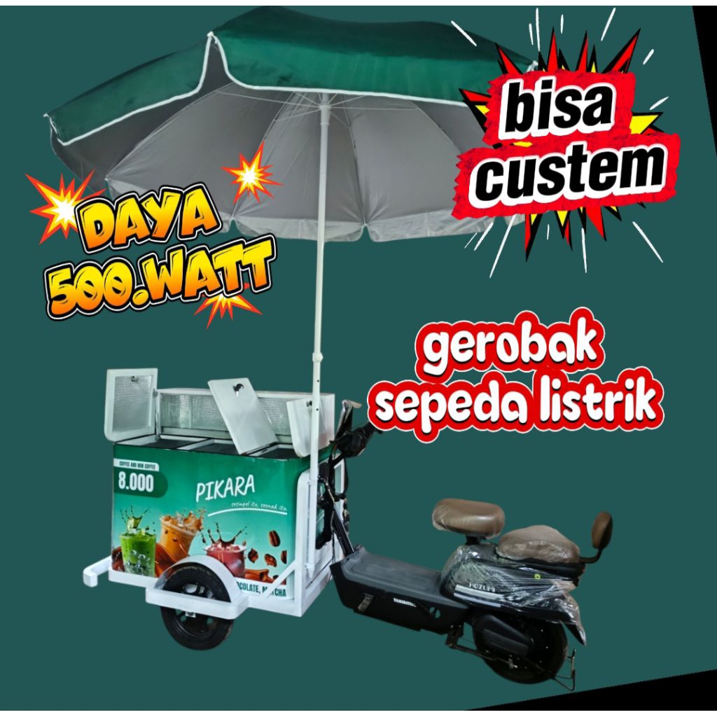 gerobak sepeda listrik minuman kopi keliling bisa custom model