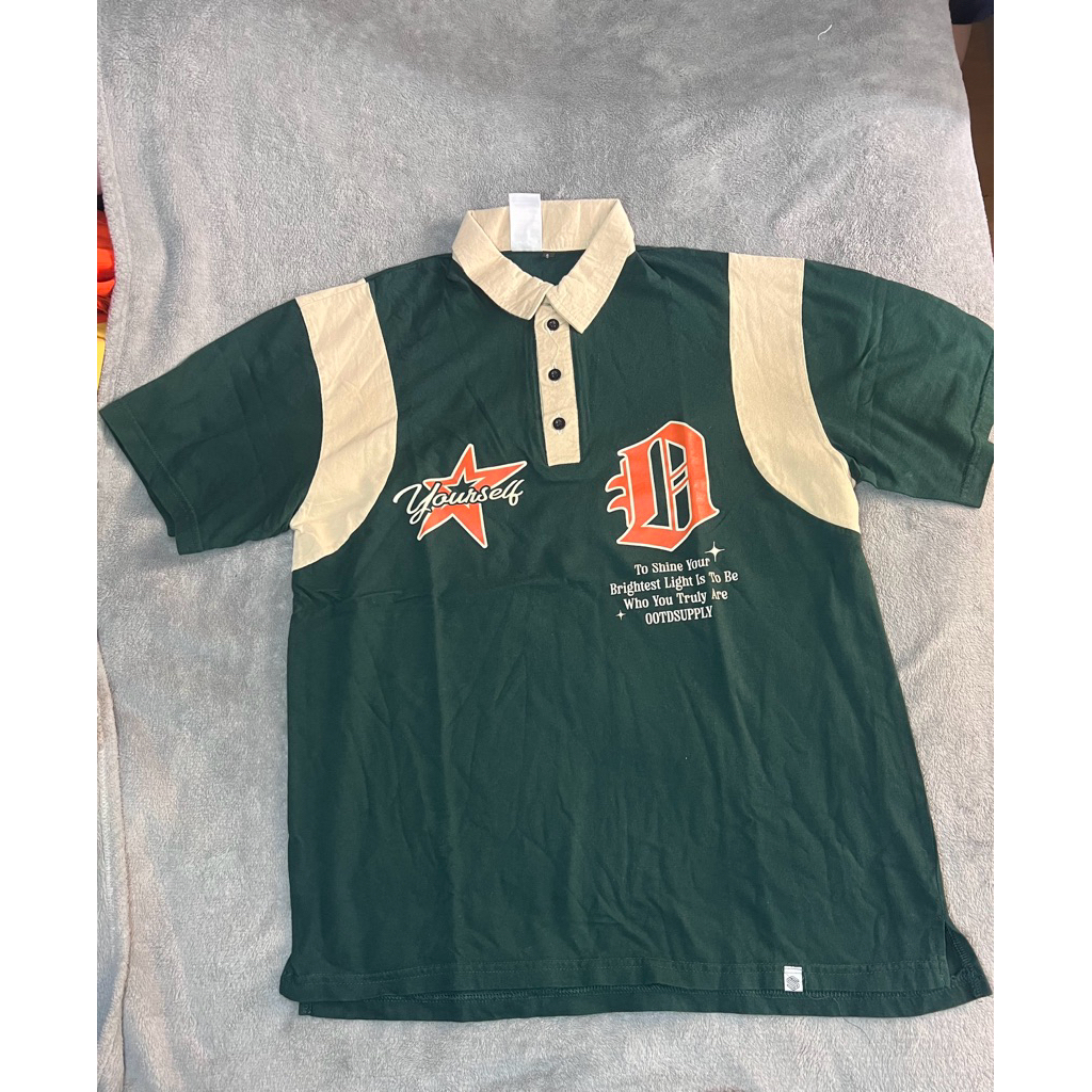 OOTDSUPPLY Oversize Rugby Polo Shirt Yourself Green-Mocca | Kaos Polo Pria dan Wanita OVZ-PSRGM019 -