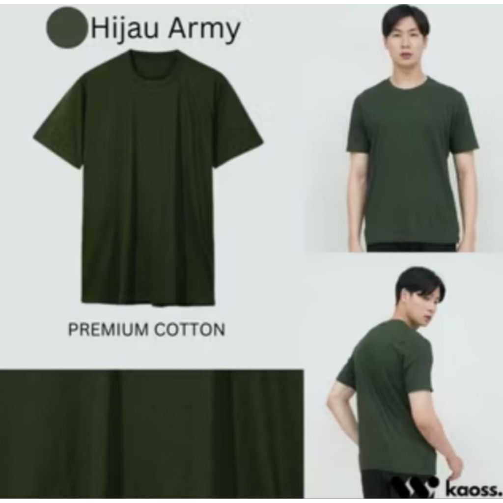 kaos polos lengan pendek pria-wanita warna hijau Army
