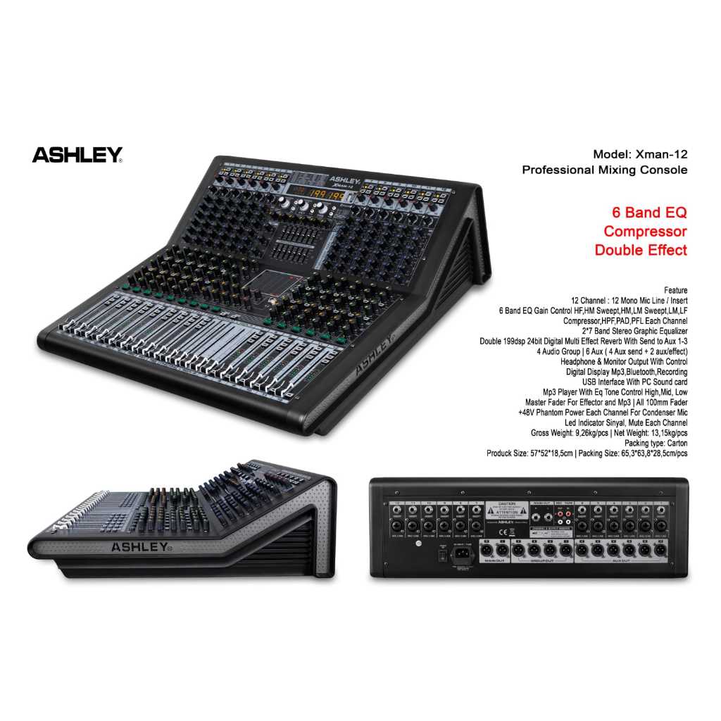MIXER AUDIO ASHLEY XMAN12 XMAN 12 DOUBLE EFFECT MODEL BARU