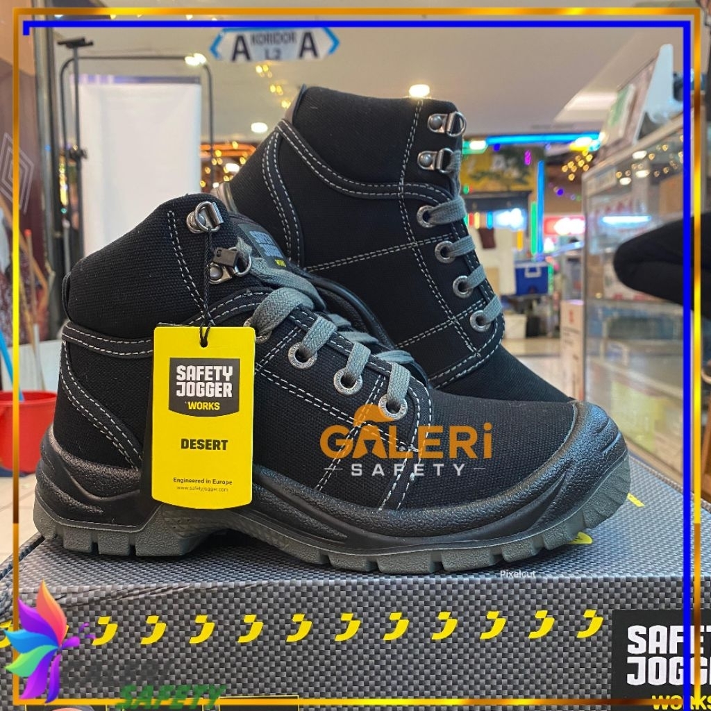 Safety Jogger Disert Sepatu Safety Jogger Disert S1P Hitam Pria Pekerja Proyek Industri