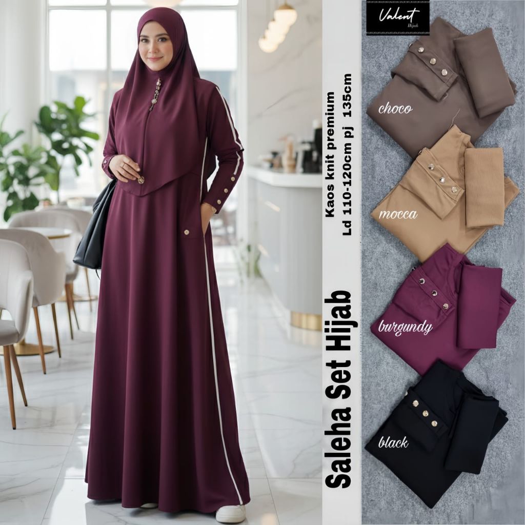 (( GAMIS SET JILBAB )) SALEHA ADYLA FOMI BINTAN SANITA SHAFARA DRESS SET HIJAB POLOS ORI VINSTORE VA