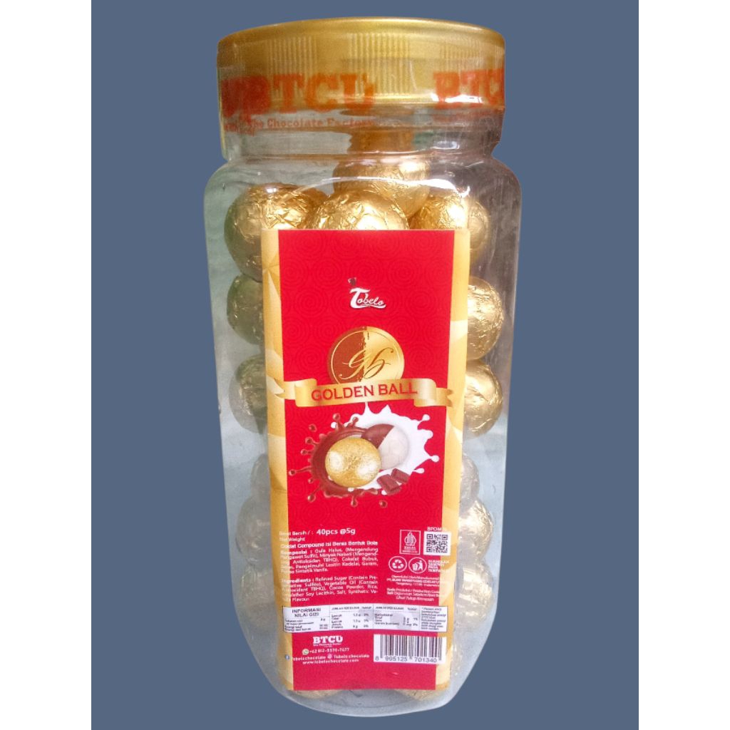 Coklat Bola Emas Golden Ball 1 toples isi 40 pcs @ 5 gram