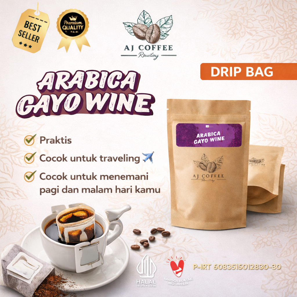Kopi 100% Arabica Murni Gayo Wine Aceh - Drip Bag Premium Jepang 12gr