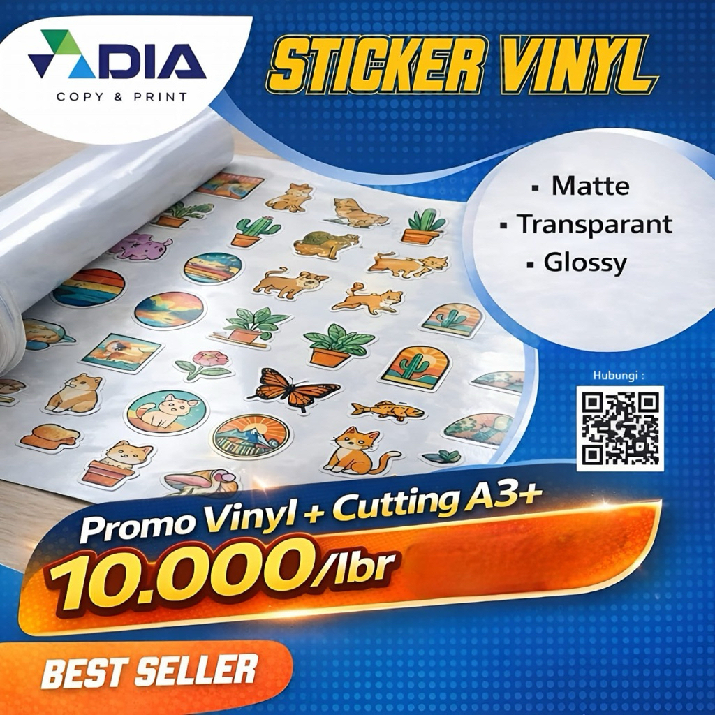 Cetak Stiker Vinyl | Sticker Vinyl | Ukuran A3+ | Stiker Label Makanan | Stiker Label Minuman | Stik