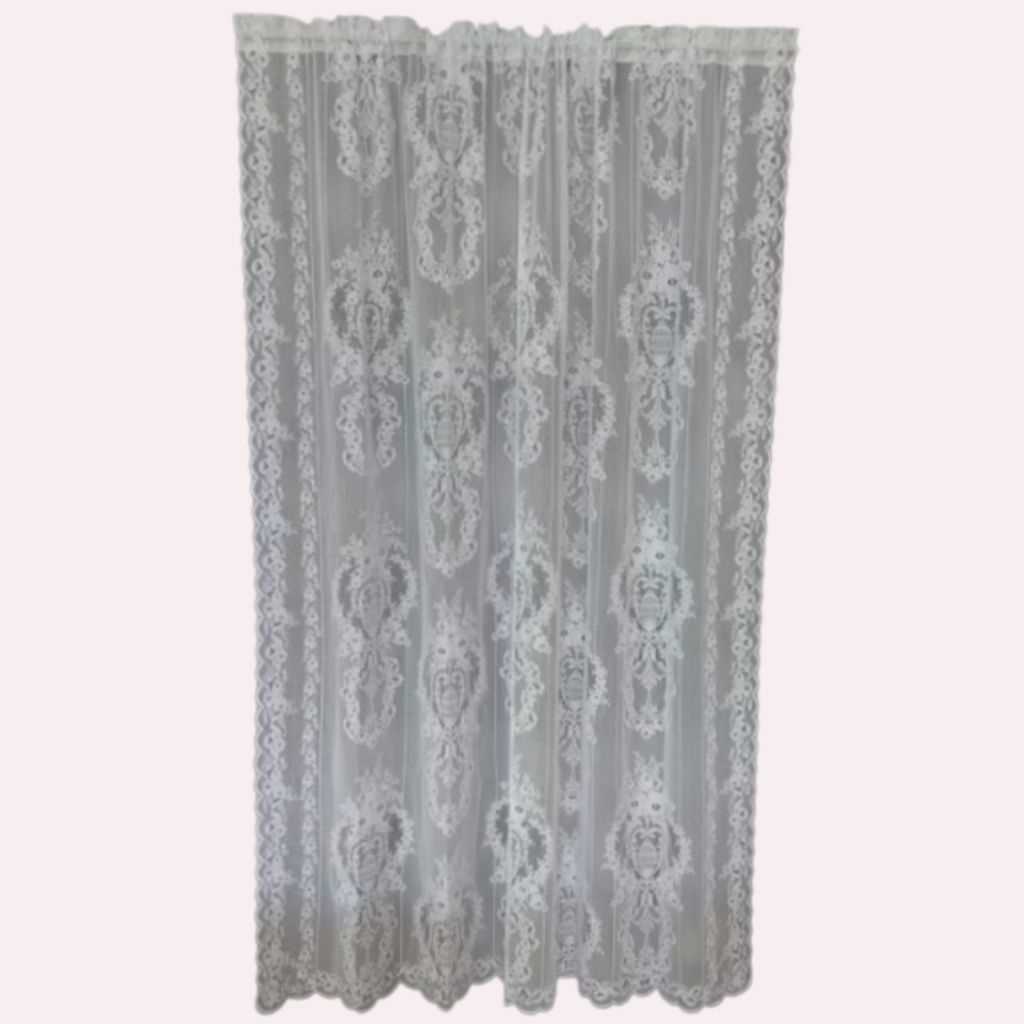 Vitrase Vitrage Curtain Tirai Dalaman Gorden Tipis Penyekat Ruangan Renda Lace Pola Bunga Flower Flo