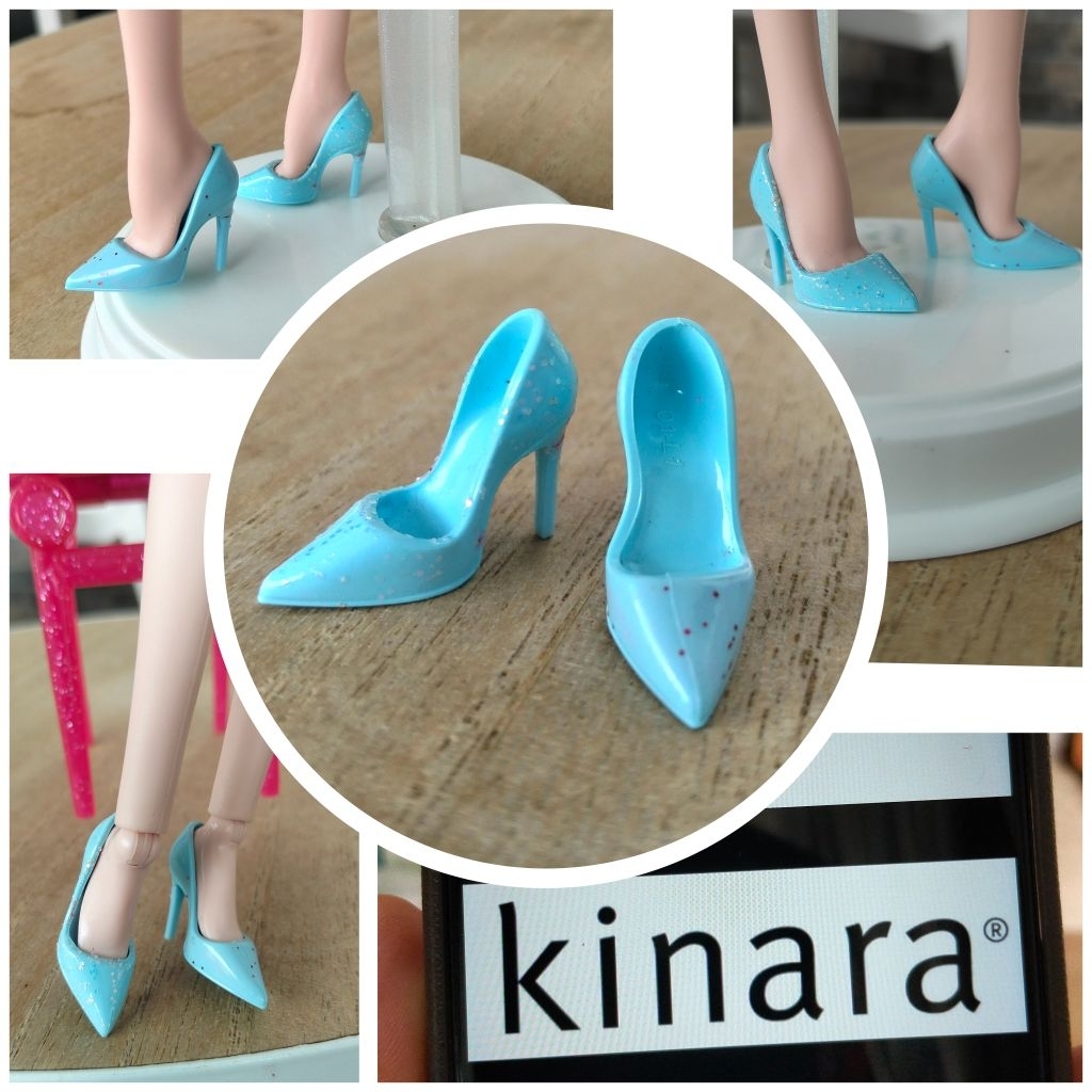Sepatu Hak Tinggi Biru Gliter Barbie Doll Collector Mattel