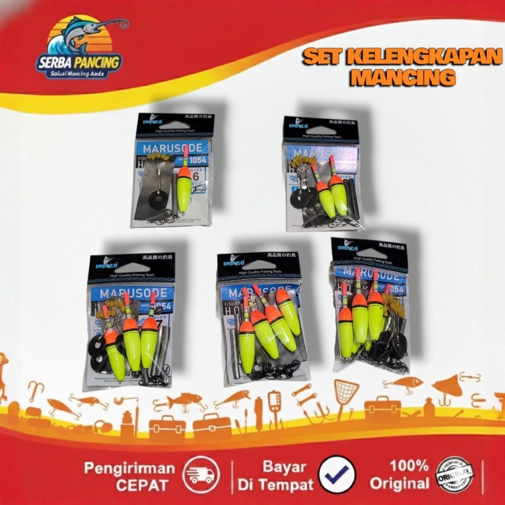 1 Set Kelengkapan Mancing Mata Kail Stopper Timah Pelampung