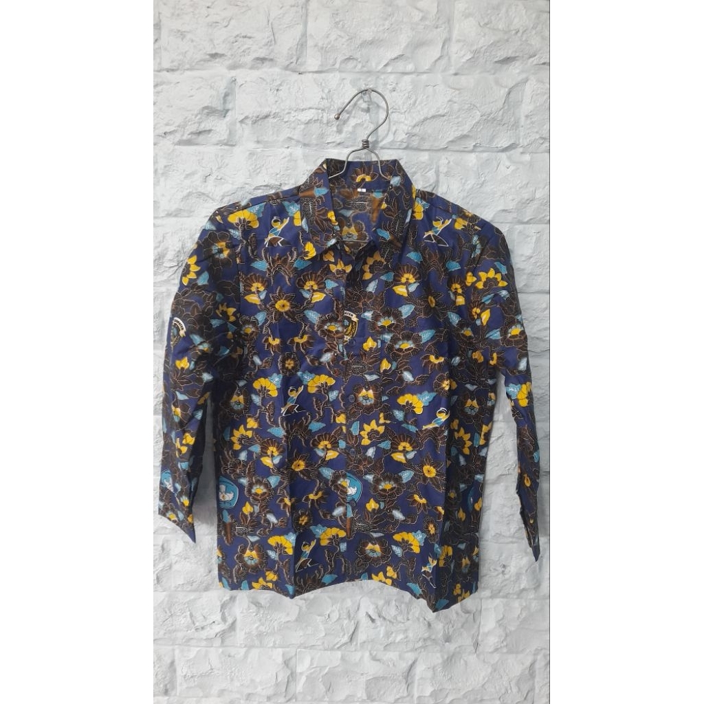 [BATIK SMP MADIUN LENGAN PANJANG] Batik SMP Madiun Biru Kampung Pesilat  Lengan Panjang