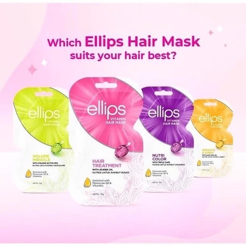 ELLIPS Hair Mask Vitamin A/C/E | Masker Rambut | Keratin | Sachet 20gr