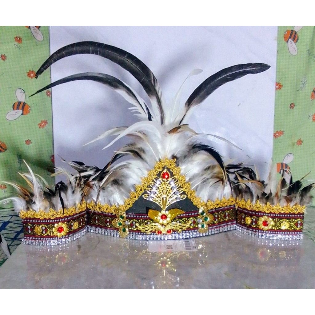 makota topi bulu adat kalimantan