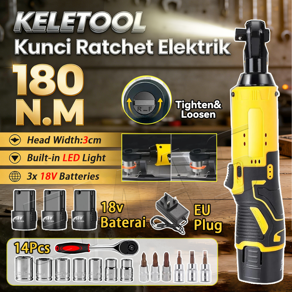 Kunci Angin Ratchet  3/8" Pneumatik Kunci Ratchet Kunci Ratchet Tanpa Kabel Pas Listrik ring rachet 