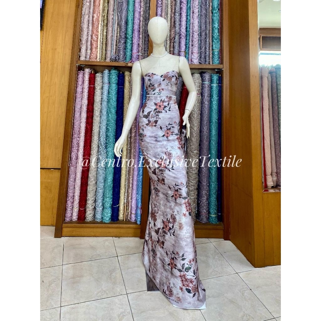 Kain satin jacquard emboss