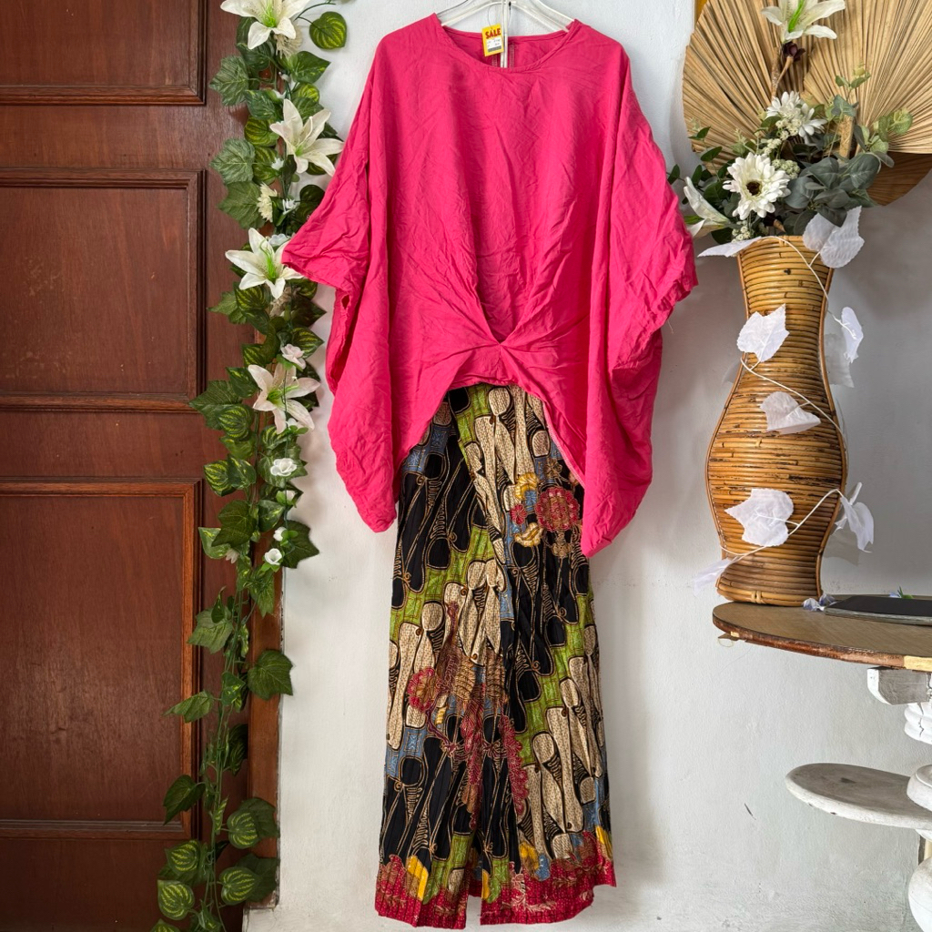 Set Blouse Kalong Fuschia Rok Lilit