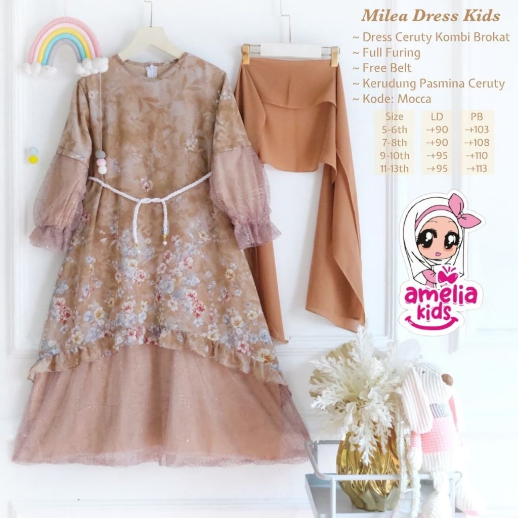 new Milea dress kids ORI Amelia kids//dress perempuan all size
