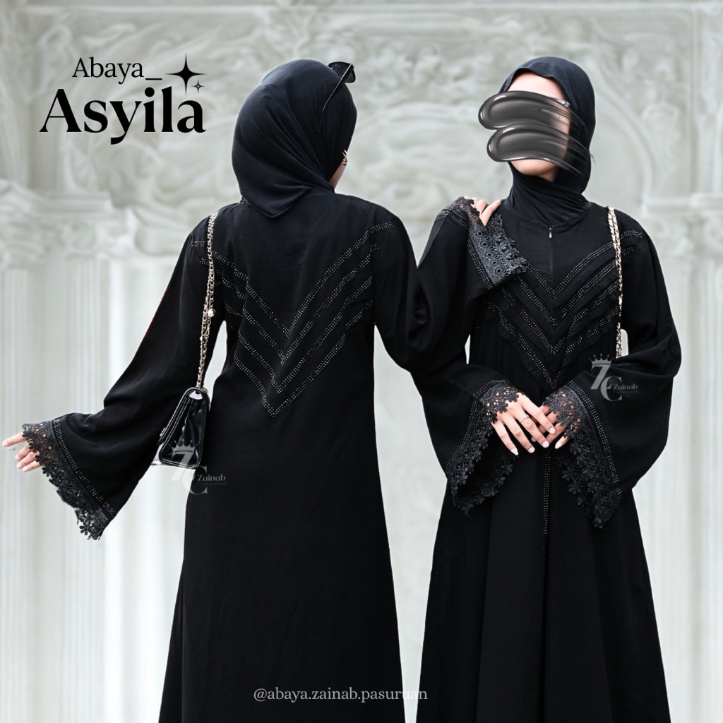 ( SPECIAL PAY DAY SALE ) ASYILA BLACK ABAYA BY ZAINAB COLLECTION