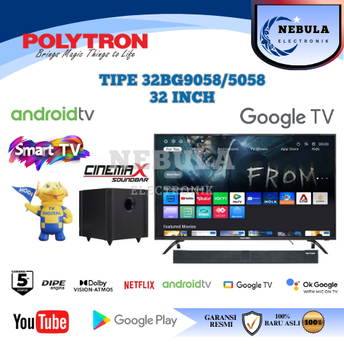 GOOGLE TV 32 INCH POLYTRON SOUND BAR NEW SERIES/GOOGLE TV POLYTRON 32 INCH SOUND BAR NEW SERIES