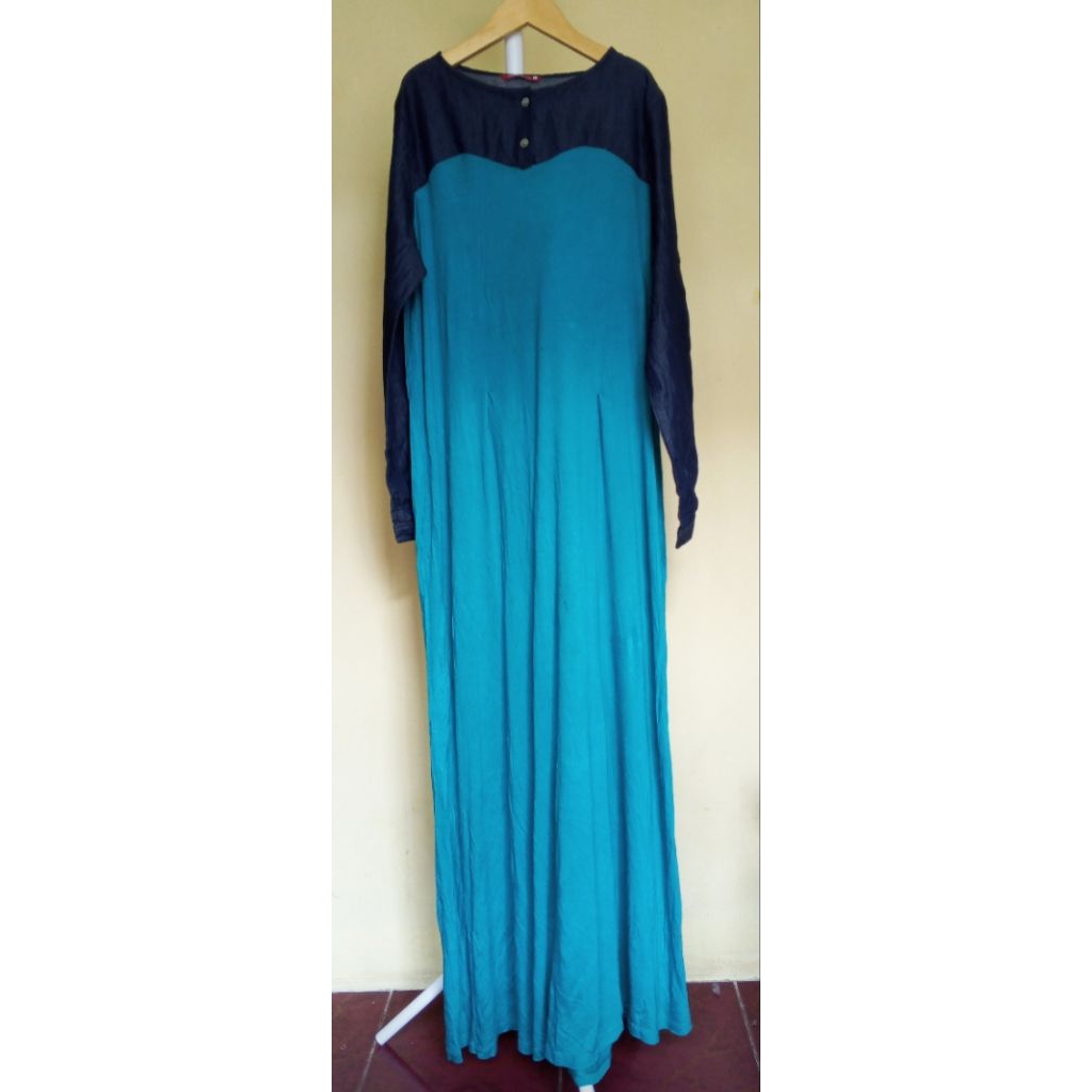 205. PROMO gamis zoya top denim mix rayon