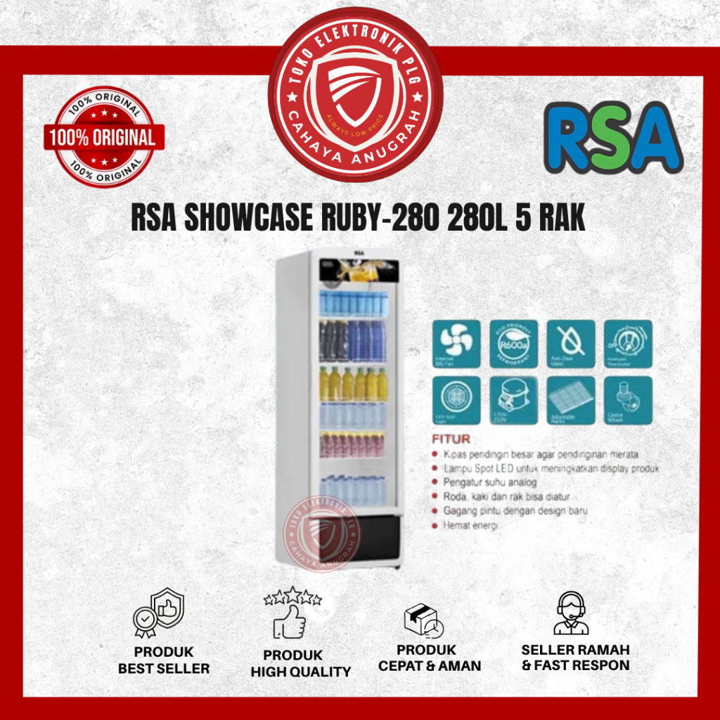 Showcase RSA 5 Rak 280L - Ruby 280 Pendingin Minuman