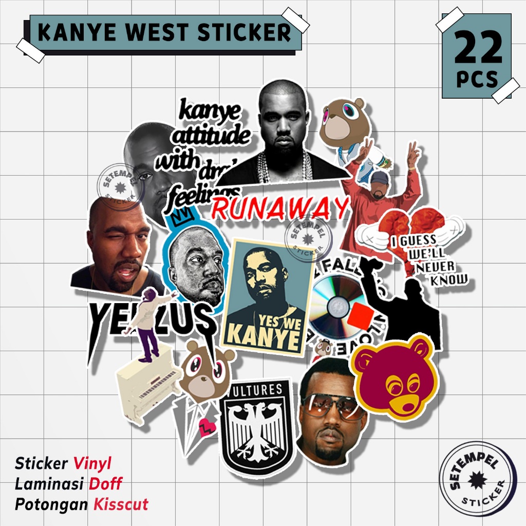 KANYE WEST Sticker Pack 18pcs  | stiker kanye west vinyl
