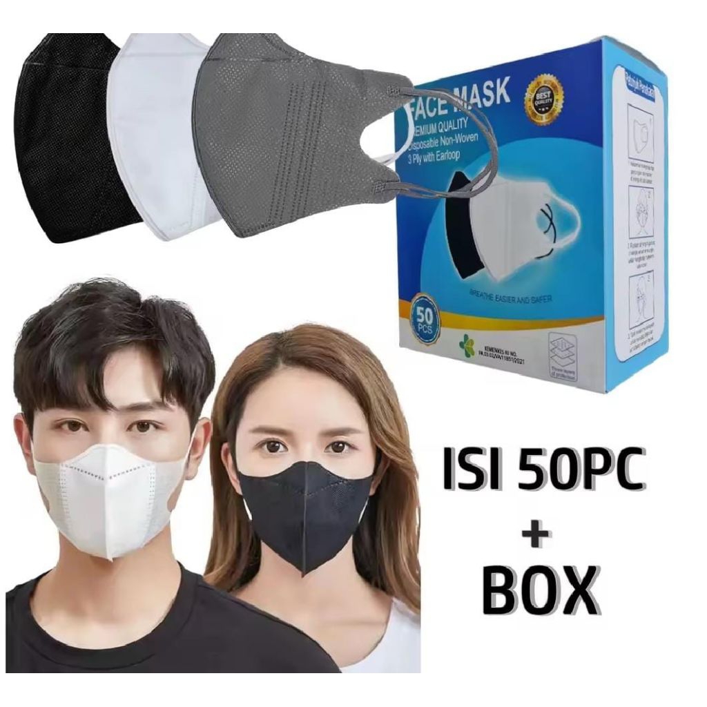 Masker Duckbill Isi 50/Masker Duckbill Putih Isi 50pcs/Masker Duckbill Hitam Isi 50 pcs