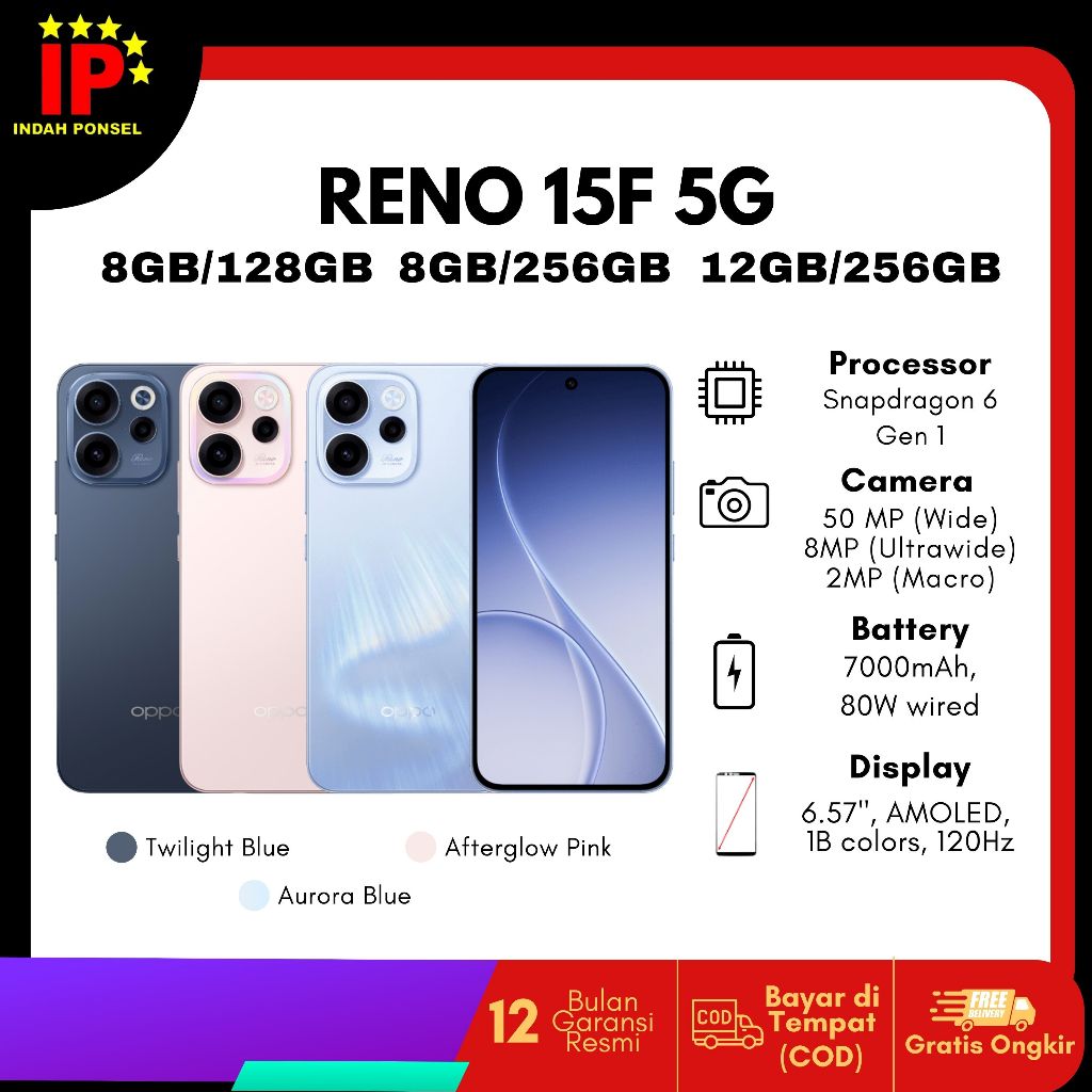 Oppo Reno 15F 5G 12/256GB NFC AMOLED 120Hz