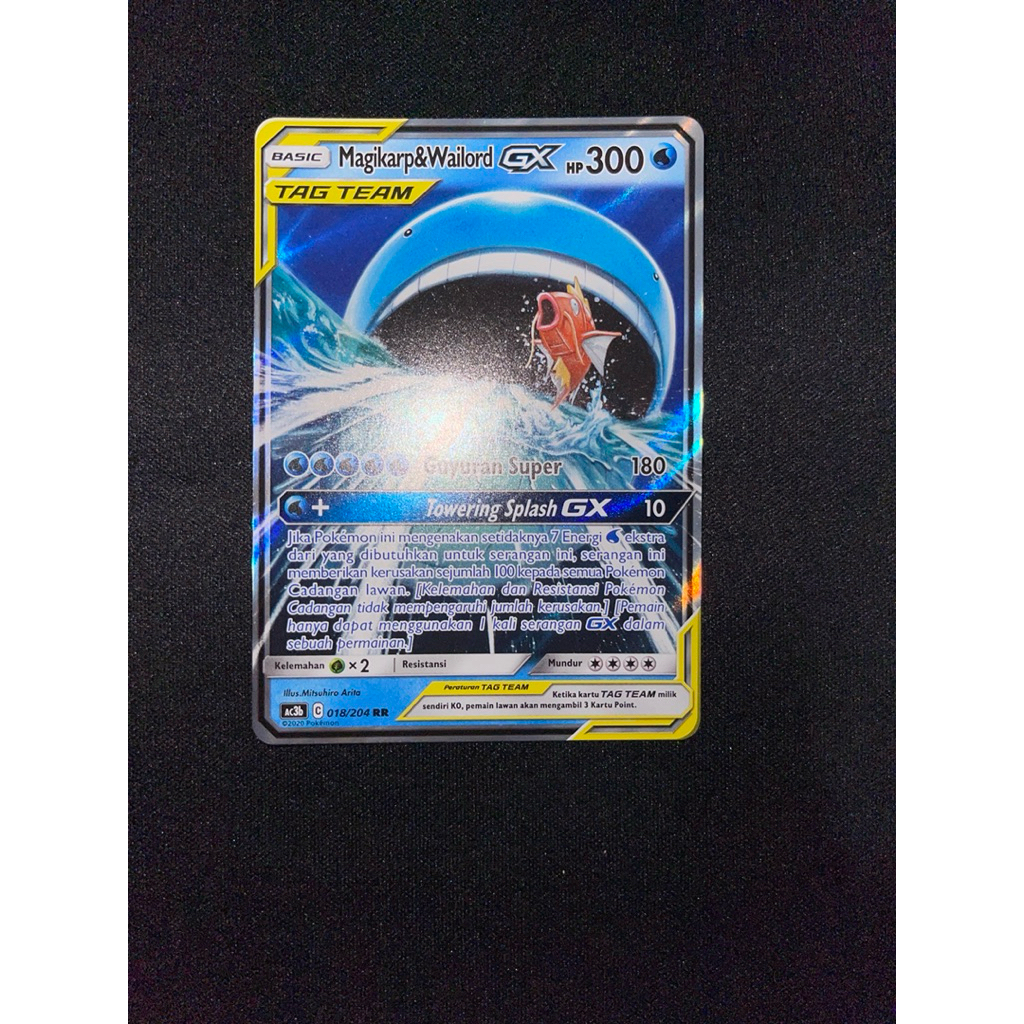 Kartu Pokemon Magikarp&Wailord GX Tag Team (RR)Peluang PSA10)