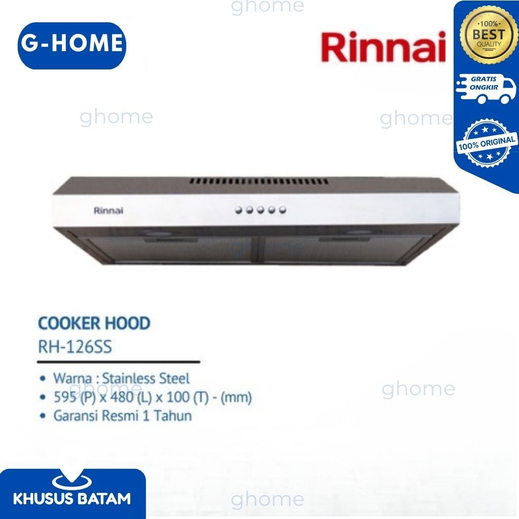 COOKER HOOD RINNAI 60CM RH126SS STEANLESS