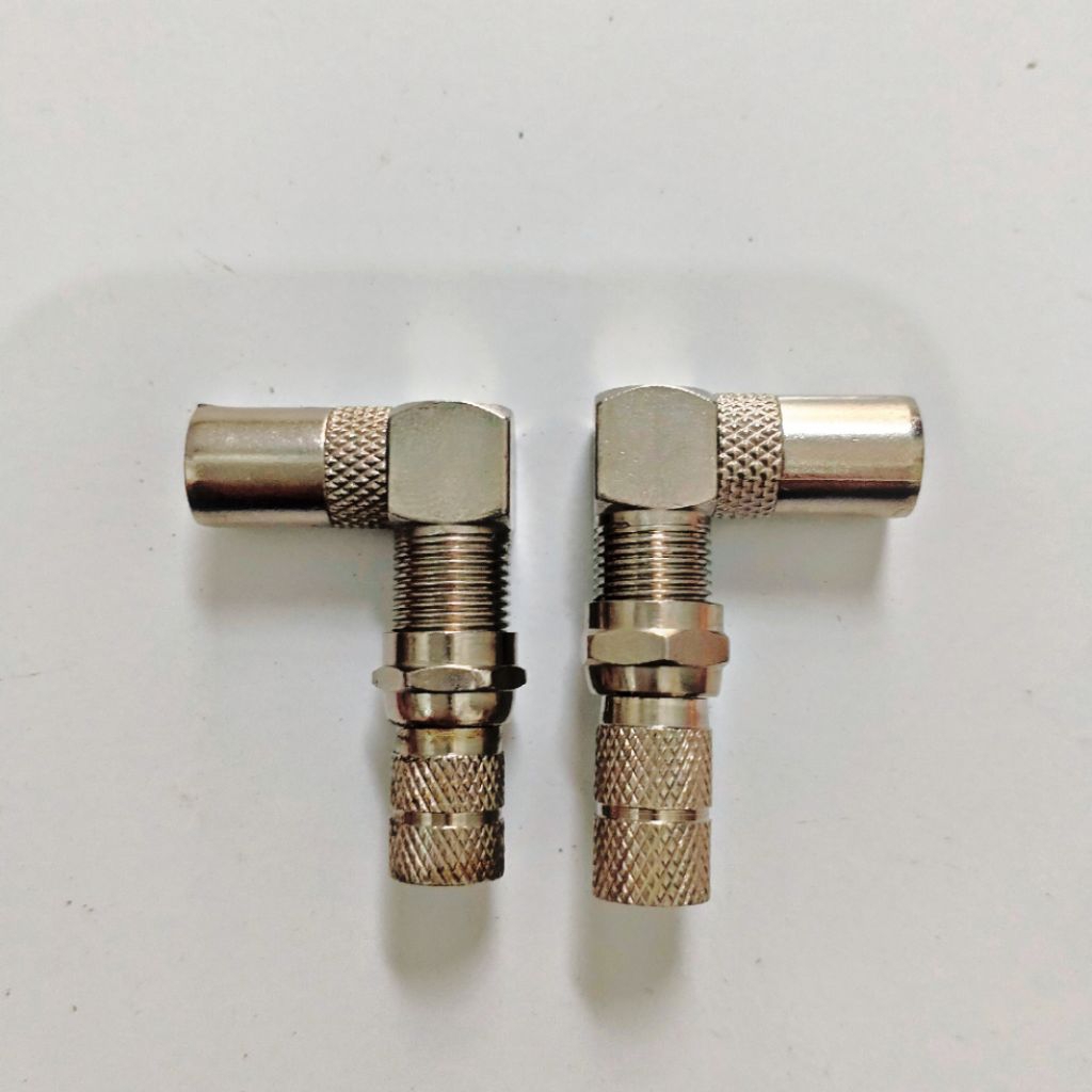 Paket 1 Set Jack Antena TV Siku L Drat Male Sambungan Jack Konektor F Drat Besi Kabel Antena RG6 1 P