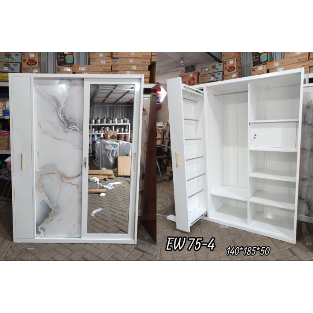 lemari besi 2 pintu  sleding + hijab
