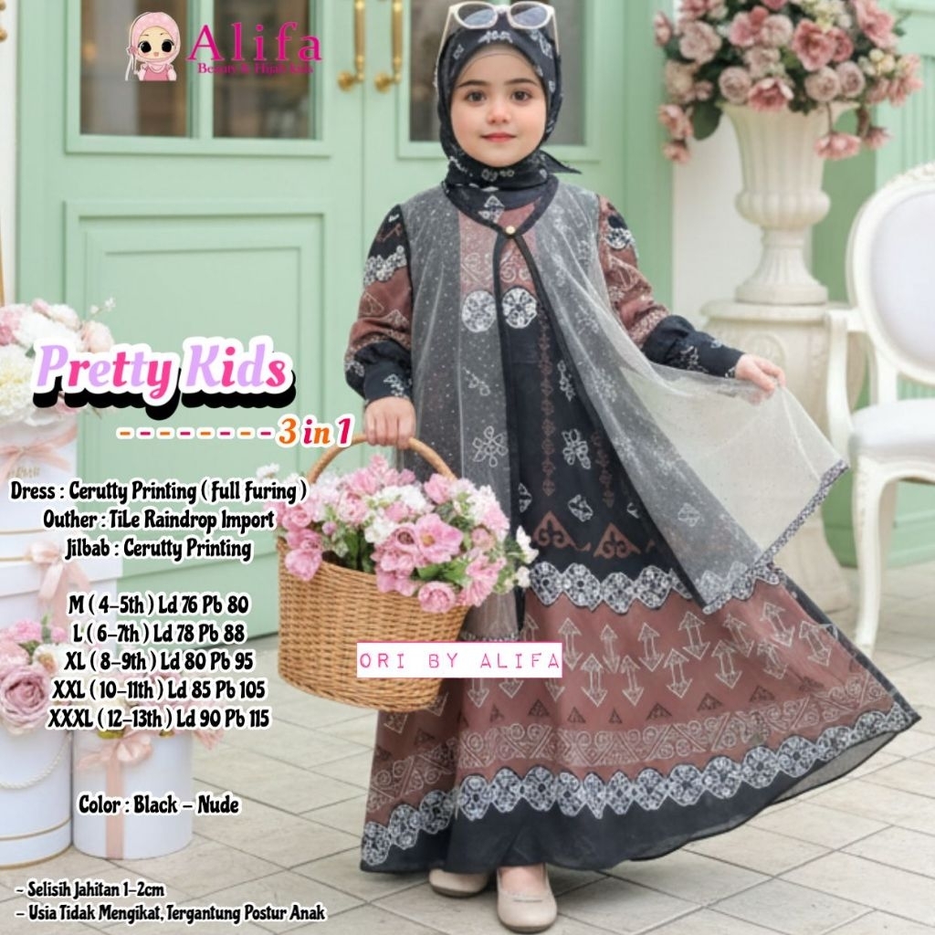 GAMIS SYAR I MOTIF SULTAN TREND LEBARAN 2026 3IN1 OUTER FREE // PRETTY SET SYAR I ANAK PEREMPUAN BAH