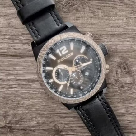 Police PL15529JSBBN/12 chrono black jam tangan cowok original