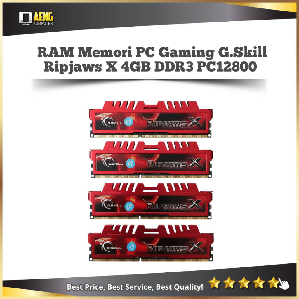 RAM Memori PC Gaming G.Skill Ripjaws X 4GB DDR3 PC12800 1600MHz Longdimm DDR3 4 GB