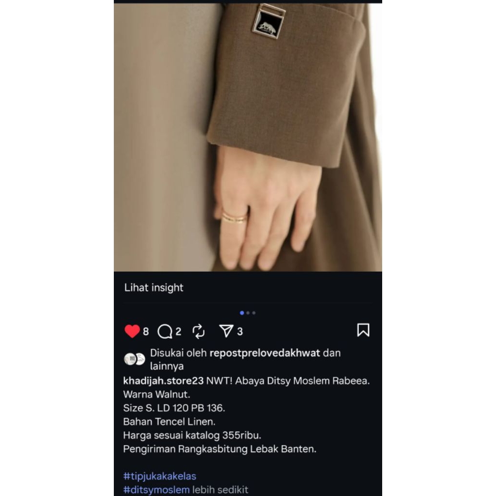 nwt Ditsy Moslem Rabeea Walnut