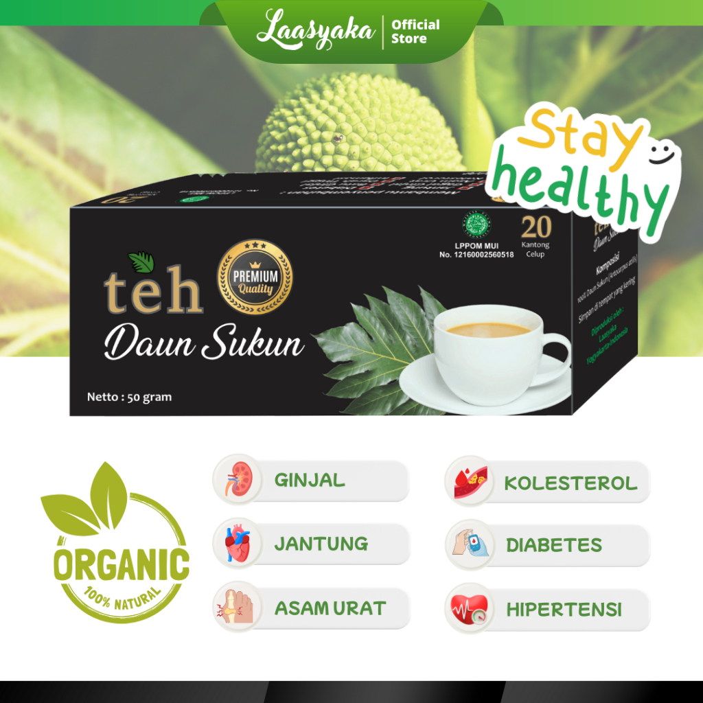 Teh Daun Sukun Laasyaka Kualitas PREMIUM Banyak Manfaat Kesehatan
