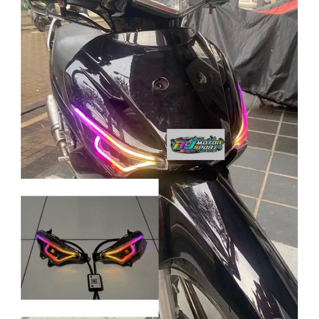 Custom lampu alis sein RGB supra x125 batman new tahun 2007-2013