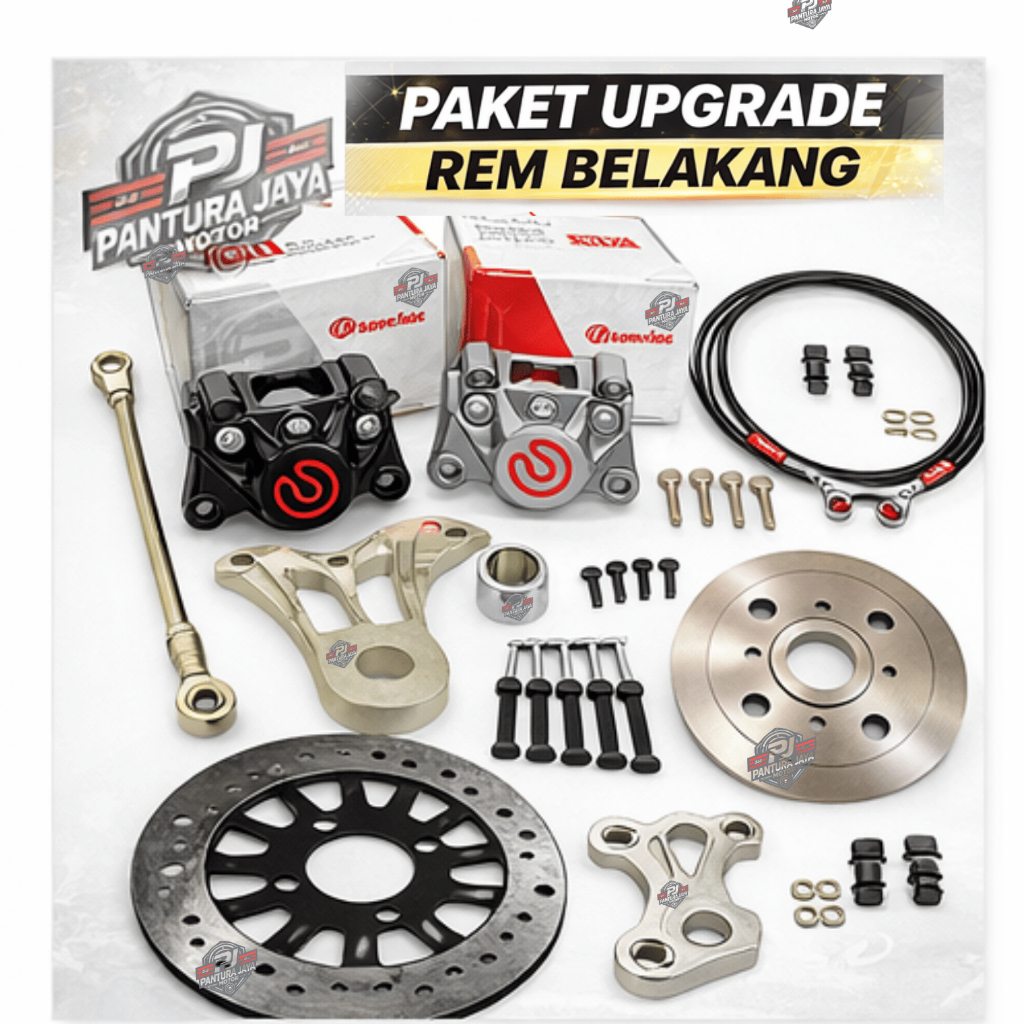 PAKET REM BELAKANG RACING FULL SET – KALIPER BREMBO, CAKRAM & SELANG BRAIDED PAKEM