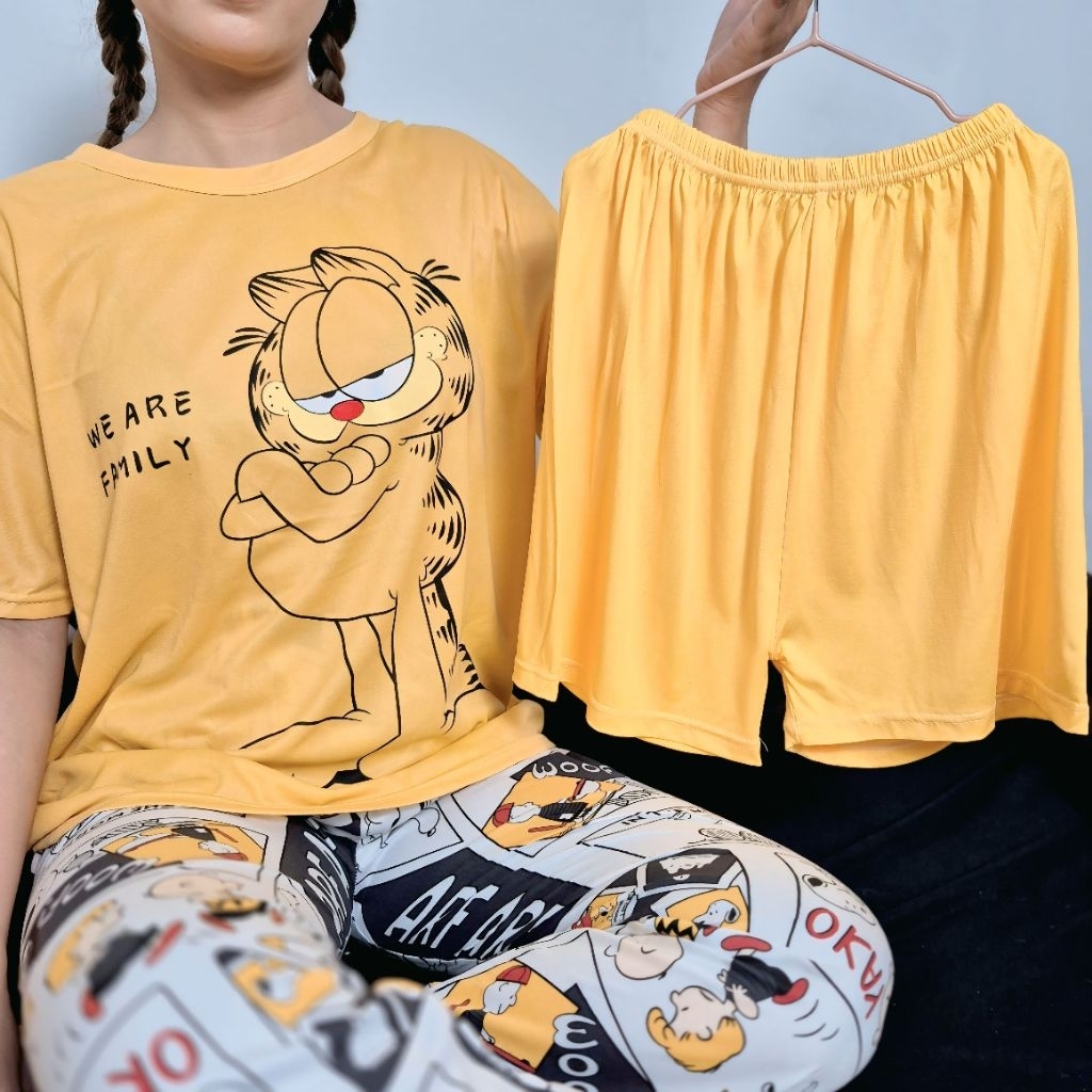 PIYAMA 3IN1 SET / PAKAIAN TIDUR WANITA SET IMPOR / BAJU TIDUR WANITA SET / SETELAN / BAJU SANTAI WAN