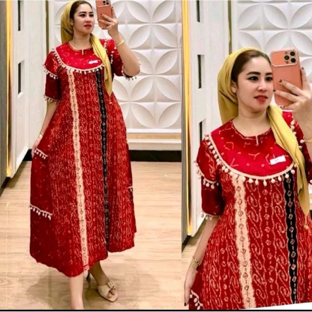 daster pendek motif batik storjoan bahan rayon tuwil