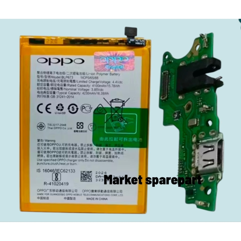 Baterai Oppo A31 2020 + Papan Konektor Cas Charger Fast Charging Original Quality