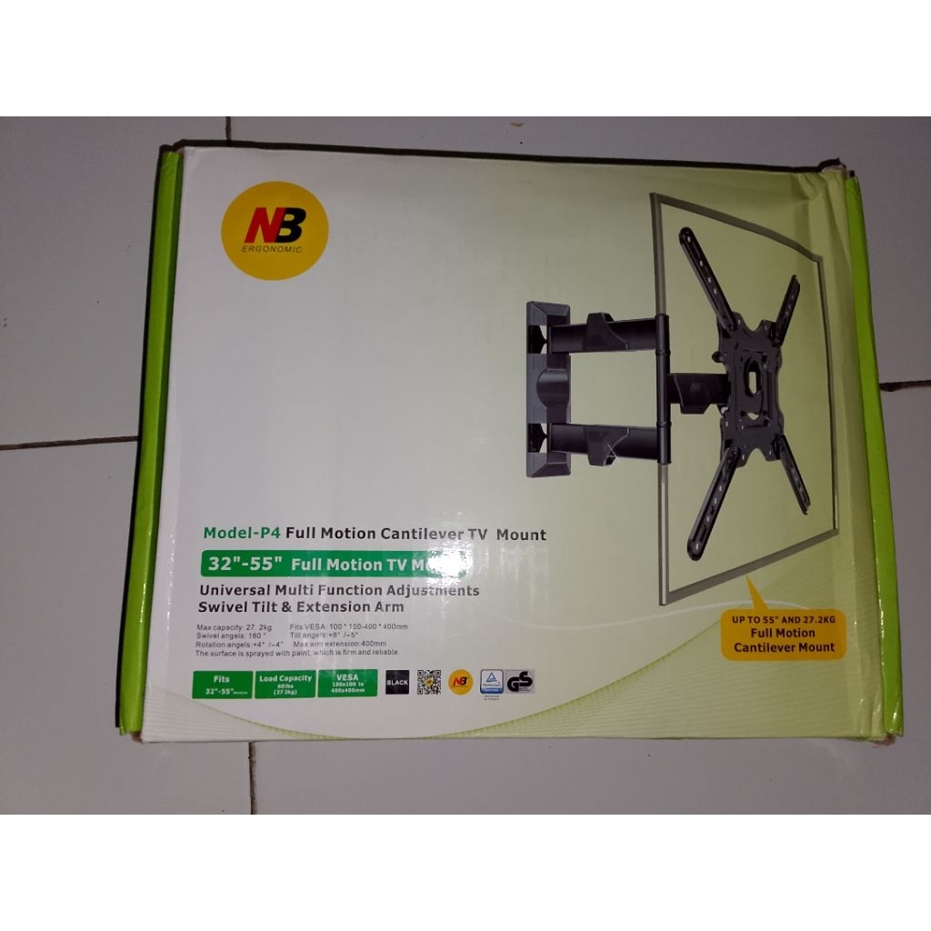 BRAKET TV NB FLEKSIBEL 6 ARAH, UNIVERSAL LCD LED PLASMA SWIVEL HIGH QUALITY