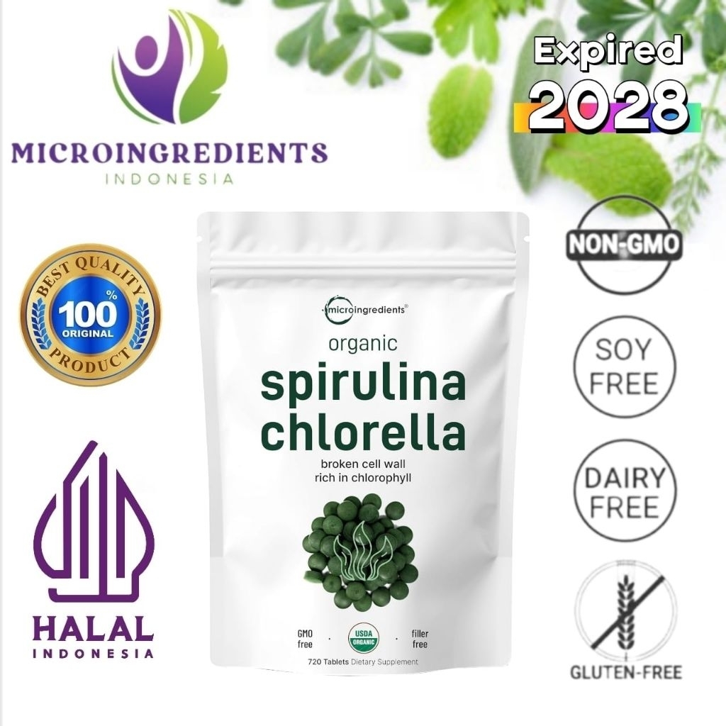 Microingredients Organic Spirulina Chlorella Asli Isi 720 Tablet Original Micro Ingredients Spirulin