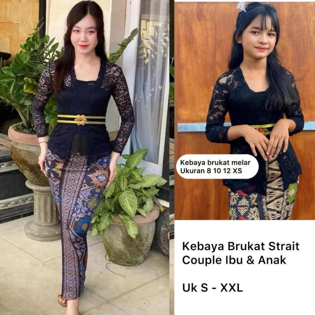 Couple Kebaya Anak Ibu Set Baju Lebaran Kartini Brukat Modern Graduation Kelulusan Adat Bali