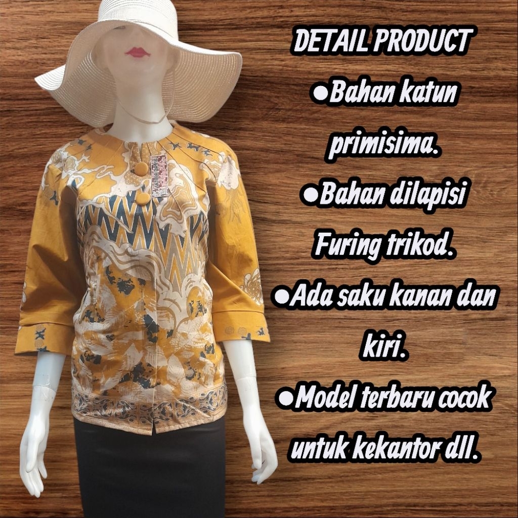 Blus Batik Premium Atasan Batik Baju Batik Wanita Seragam Batik M.L.XL.3L.5L.7L Blus Batik Jumbo.